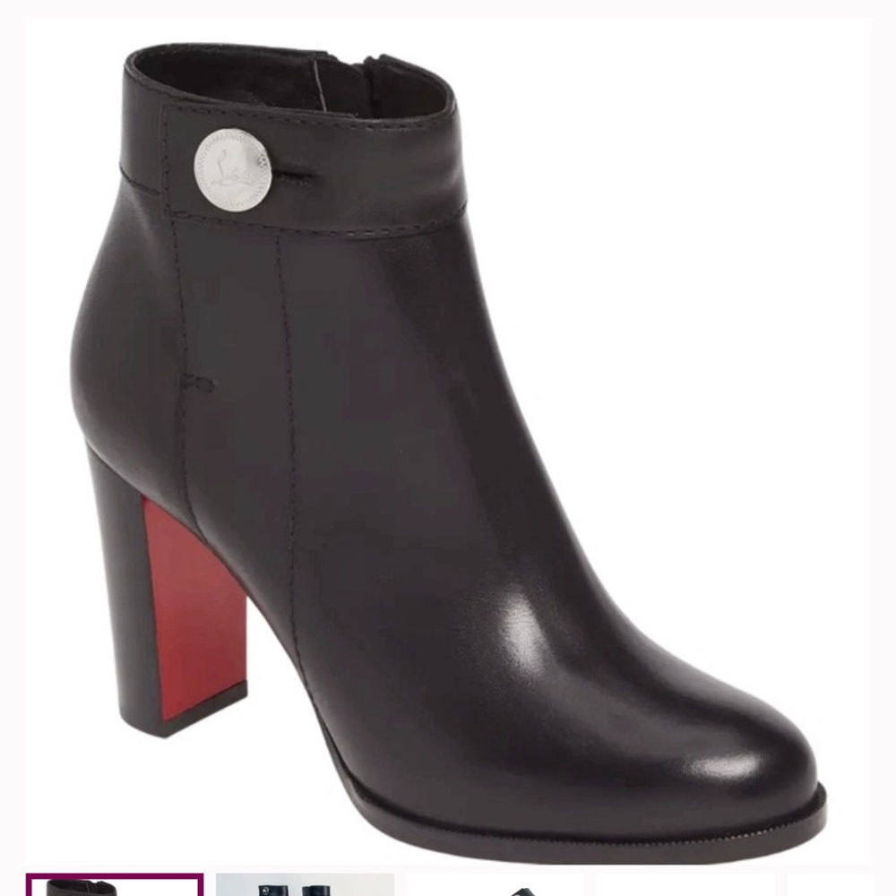 Christian Louboutin Black Leather  Ankle Bootie Boot 40